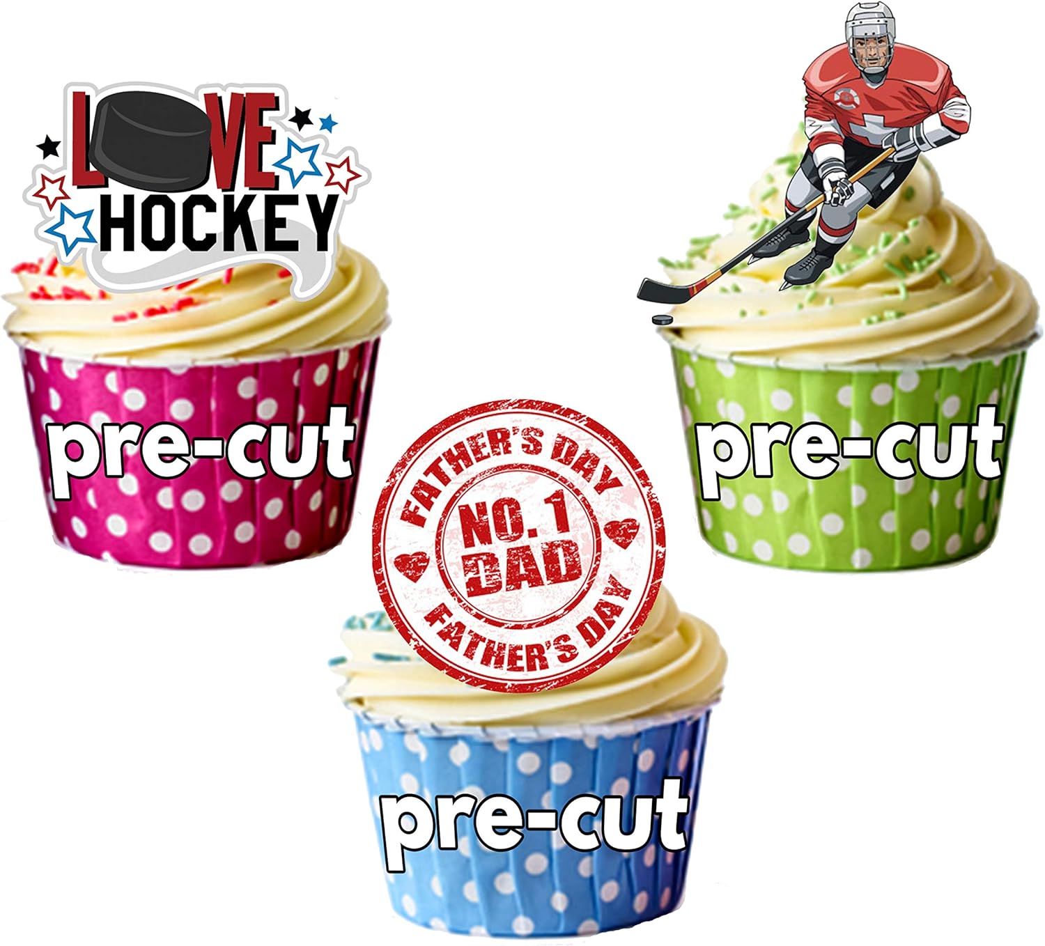 Pre Cut Father S Day Ice Hockey Themed Cake Decorations Edible