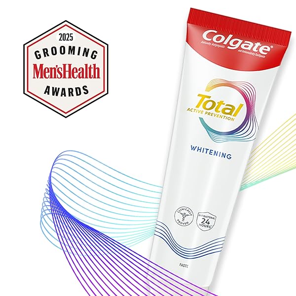 COLGATE TOTAL WHITENING TOOTHPASTE PASTE, 5.1 OZ, 4 PACK, FLUORIDE, ANTIBACTERIAL, FOR PLAQUE, GINGIVITIS, SENSITIVITY, STAIN REMOVAL, CLINICALLY PROVEN, MINT, TEETH WHITENING, STANNOUS FLUORIDE