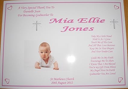 6 Personalizzato Battesimo Poesia Per Madrina Padrino Padrini In Rosa O Blu Amazon It Cancelleria E Prodotti Per Ufficio