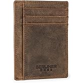 Berliner Bags Vintage Genuine Leather Slim Wallet for Men Karl, RFID Blocking Card Holder with ID window, Front Pocket Wallets, Card Case for Men and Women - Brown