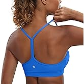 CRZ YOGA Butterluxe Y Back Sports Bras for Women - Padded Racerback Low Impact Spaghetti Thin Strap Workout Yoga Top