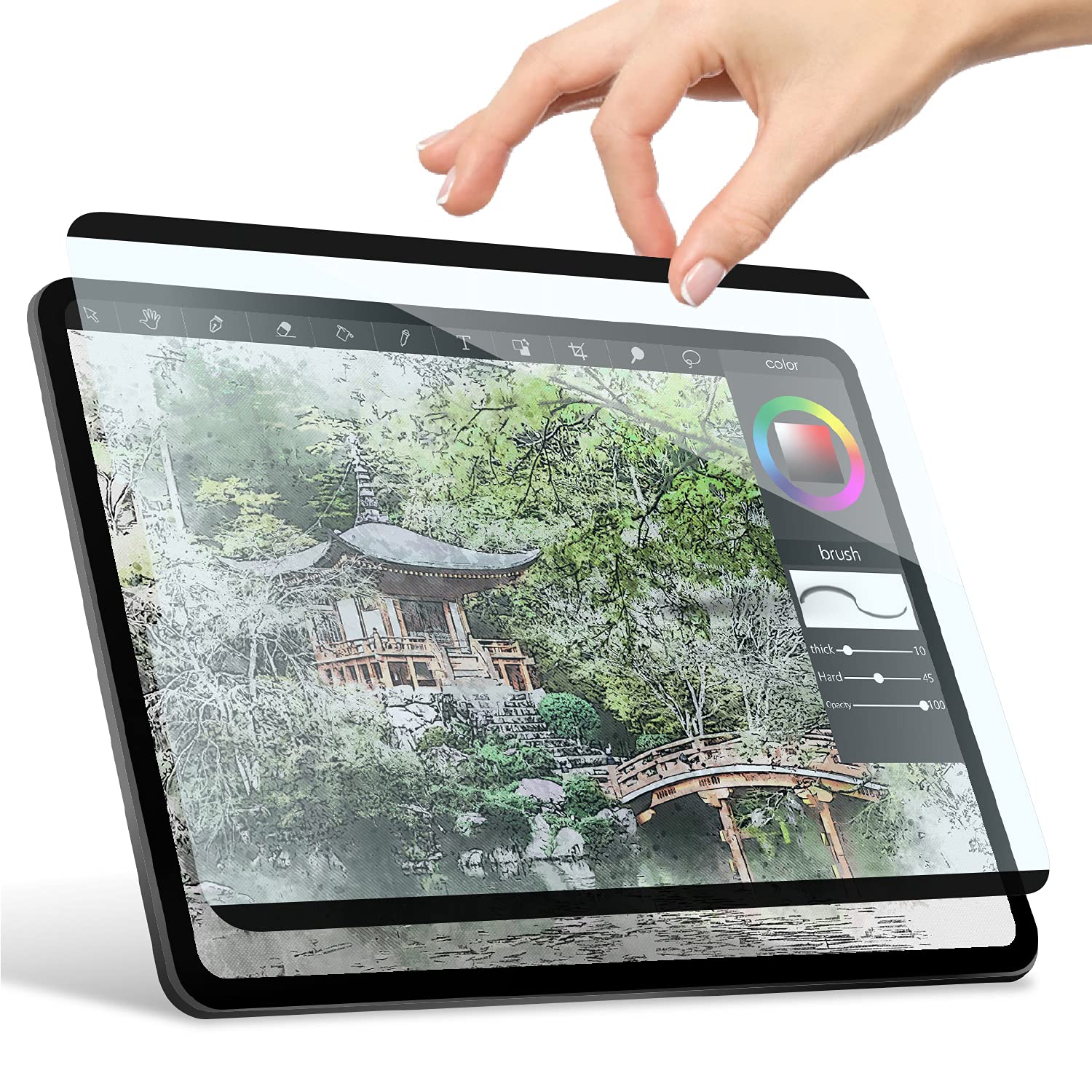 エレコム iPad 10.2 (第8世代 / 2020年)(第7世代 / 2019年) 紙のような書き心地 ペーパーテクスチャ 保護フィルム 着脱式 反射防止 ケント紙タイプ 収納ケース付き TB-A19RFLNSPLL商品画像