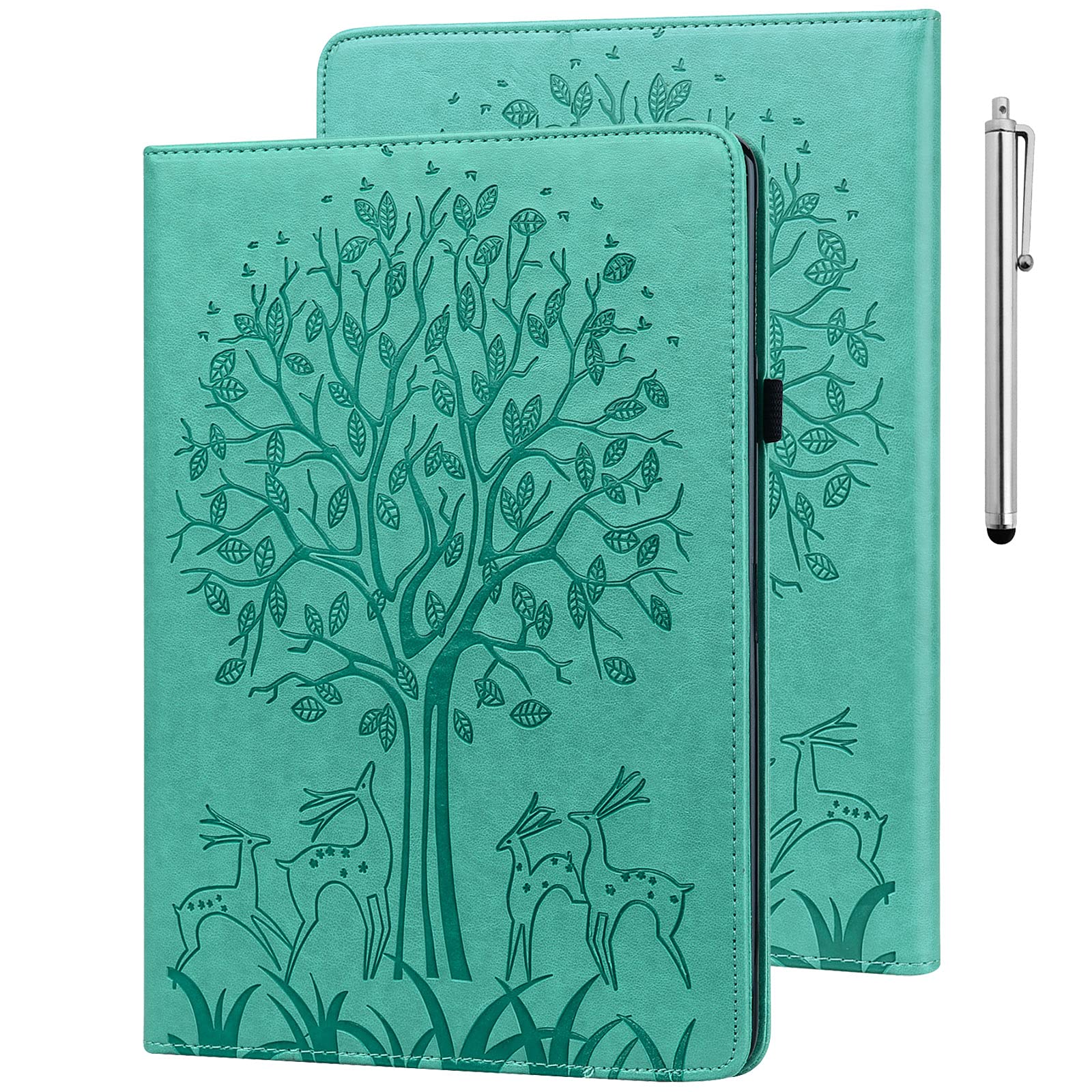 GLANDOTU Case for Xiaomi Mi Pad 5, Elastic Strap Pen Holder Fold Stand Function Cover, Folio Flip Wallet PU Leather Tablet Cases for Mi Pad 5 Pro/Mi Pad 5 Pro 5G Case (free Stylus pen) - Green