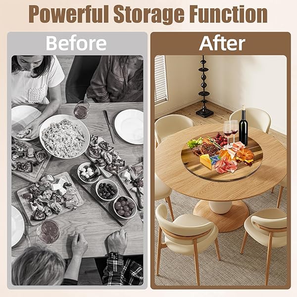 20” ACACIA WOODEN LAZY SUSAN FOR TABLE TOP,LARGE LAZY SUSAN FOR DINING TABLE,TABLE TURNTABLE STORAGE,EXTRA LARGE LAZY SUSANS ORGANIZER WITH DURABLE,TURNING TURNTABLE FOR CABINET,COUNTERTOP OR PANTRY