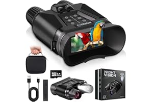 YKSLEMON Night Vision Goggles, 4K Night Vision Binoculars for Adults, 5000mAh Rechargeable Battery & 32 GB TF Card Infrared Binoculars with Camera, 3'' HD Screen, 8X Digital Zoom to 3280 Ft Clear View, Black