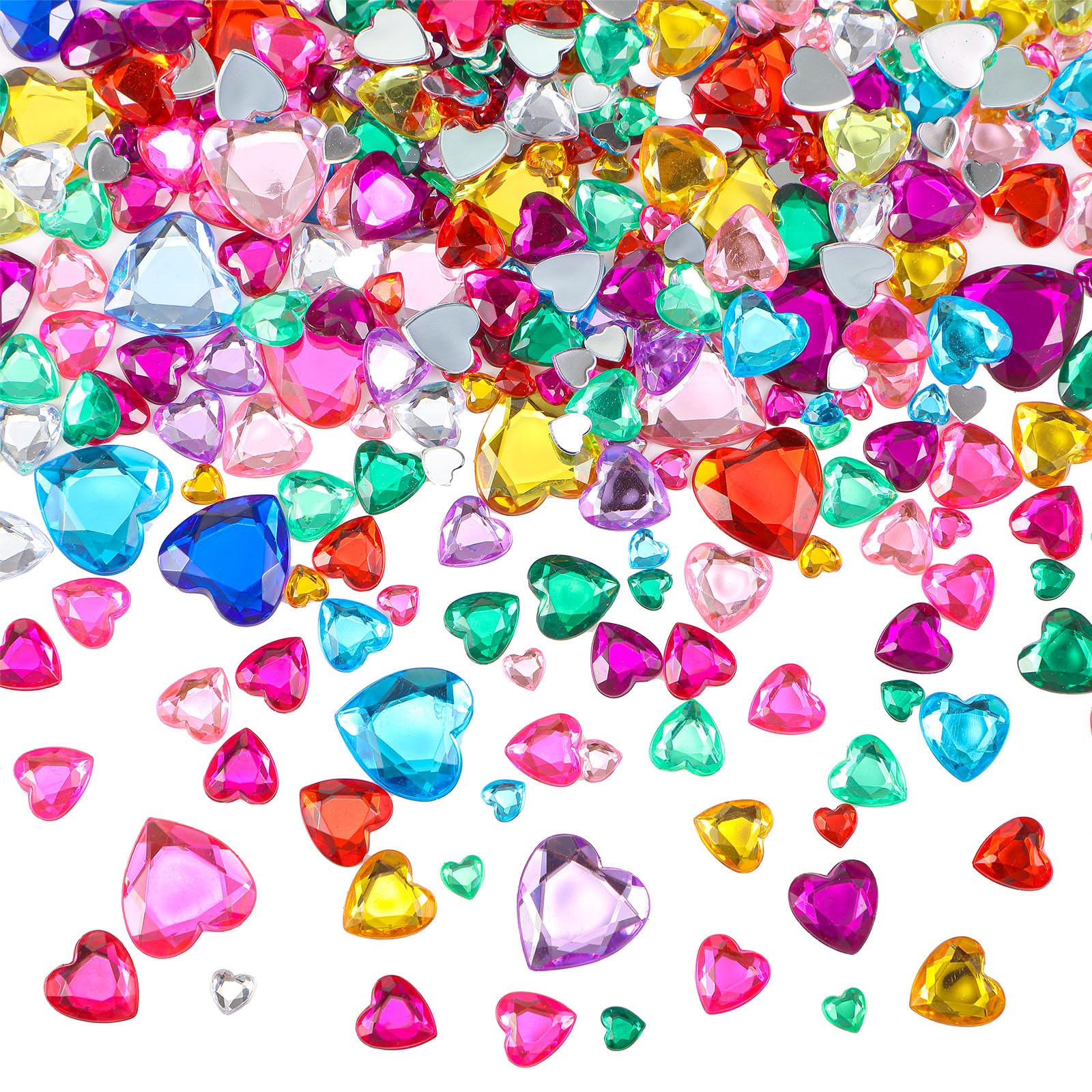 Photo 1 of Chuangdi 516 Pcs Acrylic Rhinestone Crystal Gems Rhinestone Flat Back 18mm/12mm/10mm/6mm for Halloween Party Valentine Wedding Decoration DIY Clothes Shoes Jewelry Making Crafts(Multicolor,Heart)