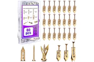 80Pcs Self Drilling Drywall Anchors with Screws Kit, 3 Sizes Heavy Duty Dry Wall Anchor Screw Set, No Drill and Holes in Wall