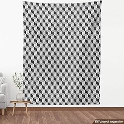 Lunarable Black and White Fabric by The Yard, 3D