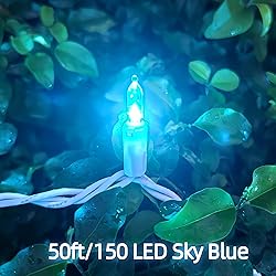 JinBest 150 LED Sky Blue Christmas Lights