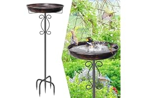 jsyonii Metal Bird Bath for Outside, 40In Tall Vintage Freestanding Birdbaths & Birdfeeder, Outdoor Bird Bath Bowl with Sturd