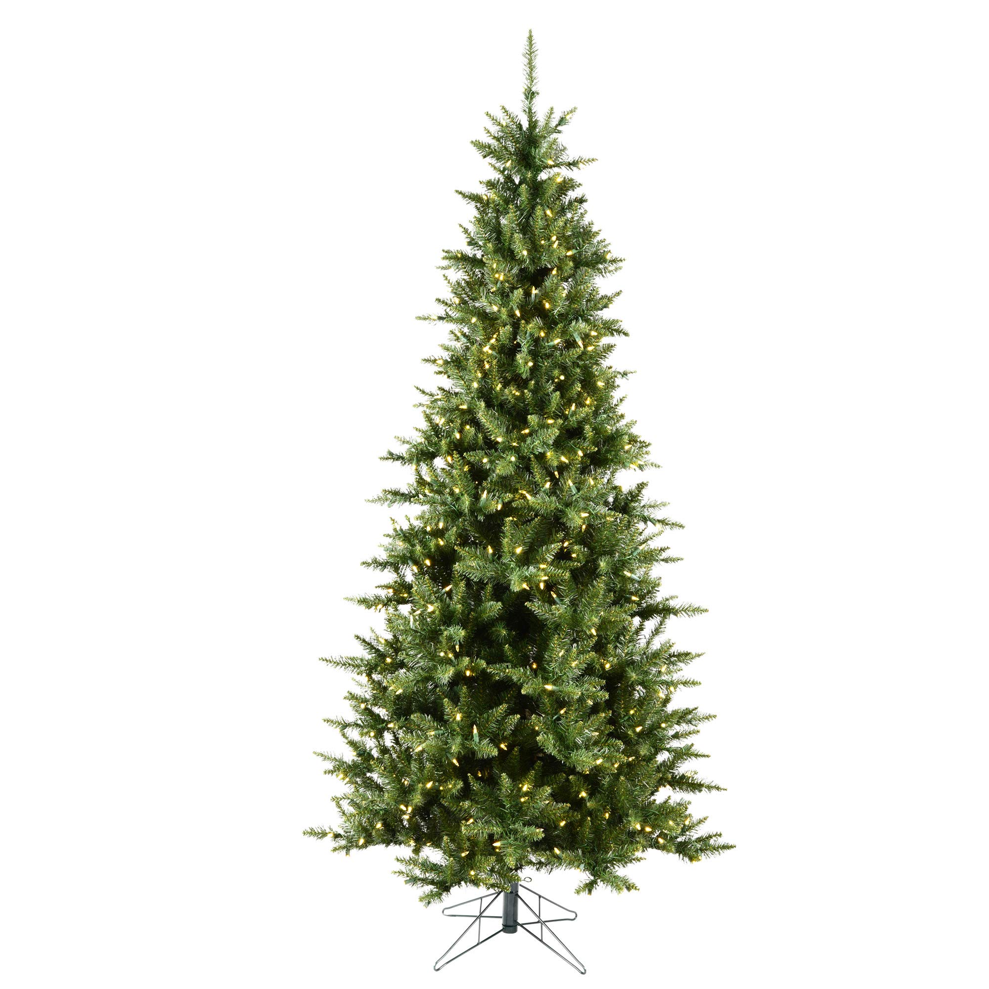 Vickerman 8.5' Camdon Fir Slim Artificial Christmas Tree with 800 Warm White Dura-lit LED Lights and 1838 PVC Tips - Seasonal Decor- Pre-Lit Christmas Tree