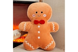 XIAIJIA Christmas Gingerbread Man Pillow Stuffed Gingerbread Shaped Pillows 15.7in BiscuitsDecorative Pillow for Couch,Bed,Chair Party Decor