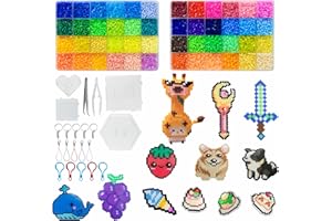 YOWAMHO Fuse Beads Kit - 26000 Pcs Iron Beads Set, 48 Colors 2.6mm Beads, Art Crafts Set for Kids Ages 9+, Girls Boys Age 9 10 11 12 13 14 Years Old Easter Christmas Birthday Present.