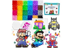 FUNZBO 5200 5mm Fuse Beads Kit - 24 Colors | 66 Patterns, Toys, Kids Crafts for Girls Ages 8-12, Arts and Crafts for Kids Ages 6-8, Gifts for Girls Boys Kids Age 5 6 7 8 9 10 11 12 Year Old