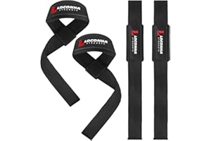 LOCONHA 2 Pair Lifting Straps for Weightlifting, Bodybuilding, Strength Training with Neoprene Cushioned Wrist Padded - 20 inch Cotton