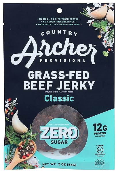 COUNTRY ARCHER CLASSIC FLAVOR BEEF JERKY, ZERO SUGAR, GLUTEN FREE, 2 OUNCES