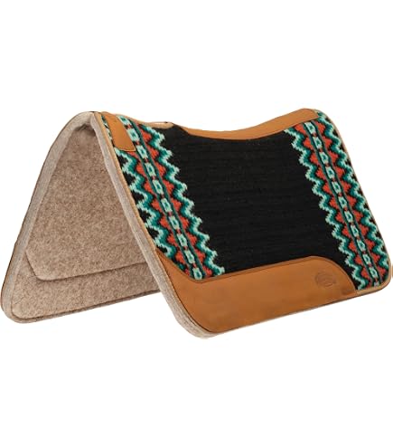 Tapis De Selle Western 36x34 Cm - 100% Laine Nouvelle-Zélande - Motif Vert Chanceux
