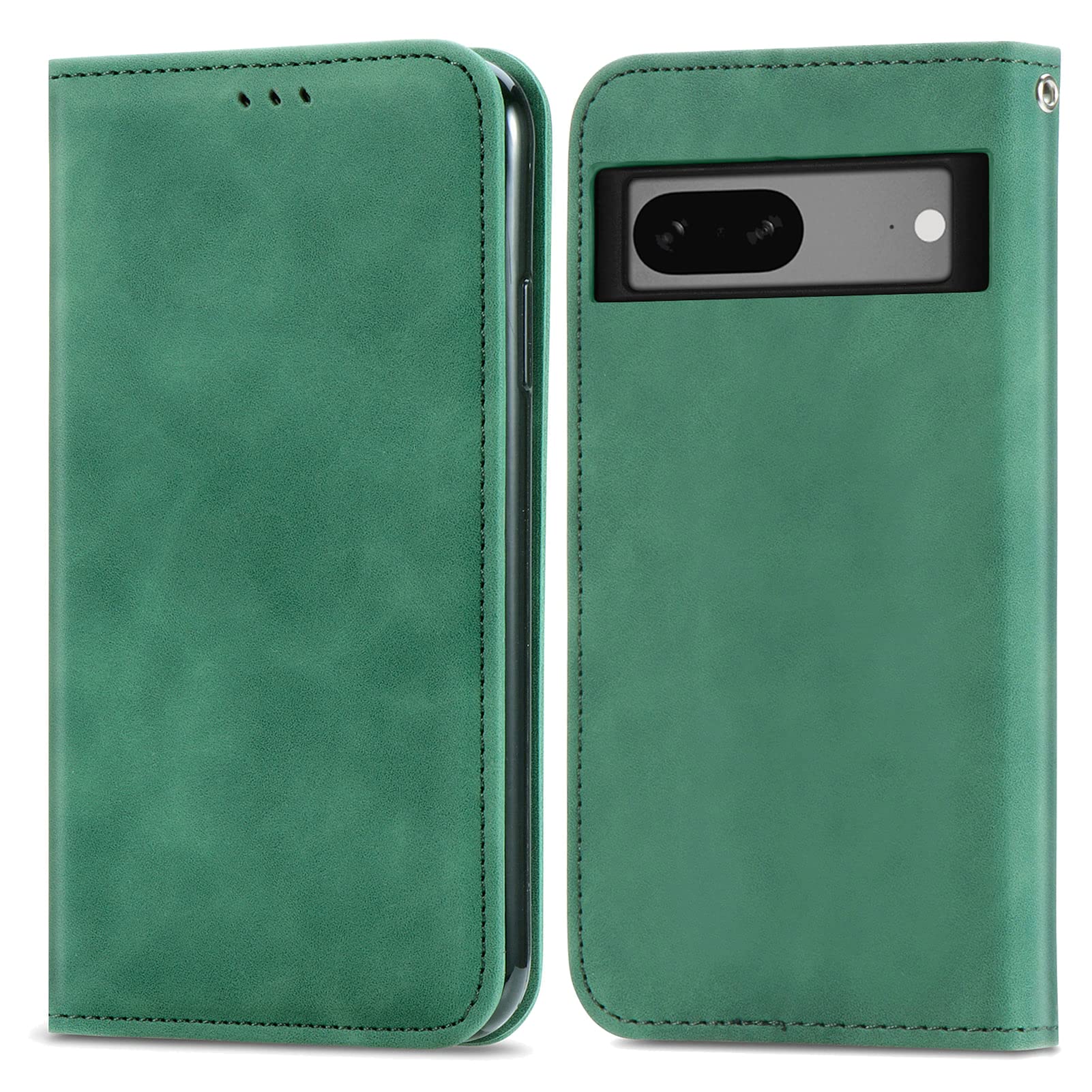 For Google Pixel 7A Case Leather Wallet Book Flip Folio Stand View Full Protection Cover with Stand Card Slots Magnetic Closure Compatible with Google Pixel 7A Phone Cases Shockproof, Green