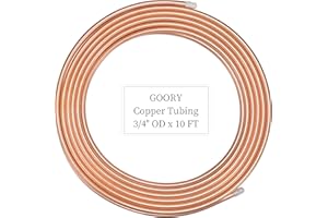 GOORY Copper Tubing 3/4" OD x 0.688" ID x 10 Ft - 99.9% C12200 Pure ACR Tube ASTM B280 Refrigeration T2 Copper Tube Soft Coil Round Seamless Copper Tubing for Refrigerator HVAC System Industry DIY