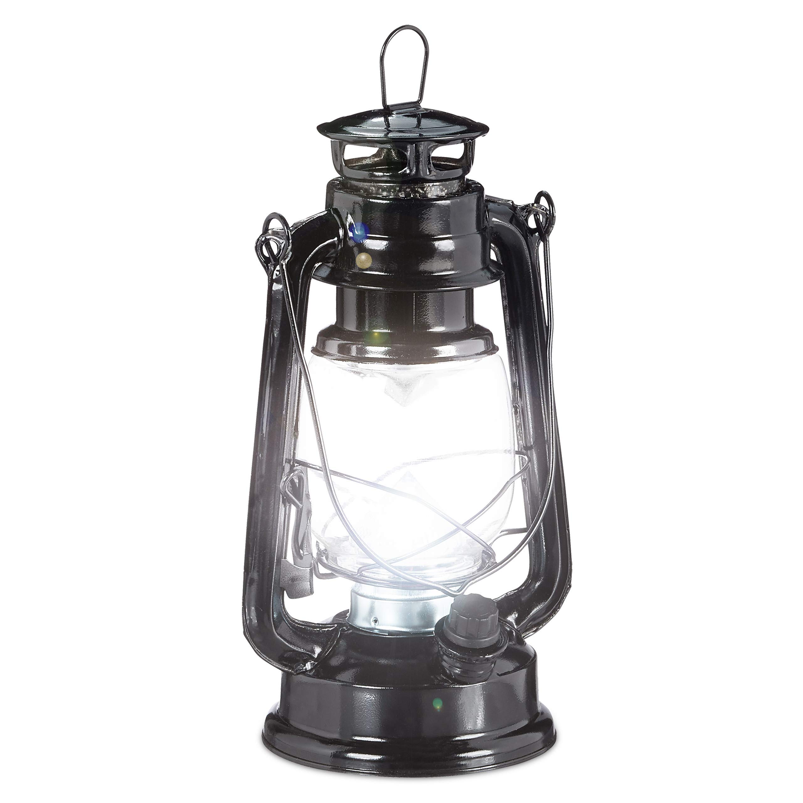 Relaxdays LED Storm Lamp, Retro Lantern as Window Decoration or for The Garden, Battery Powered, Black