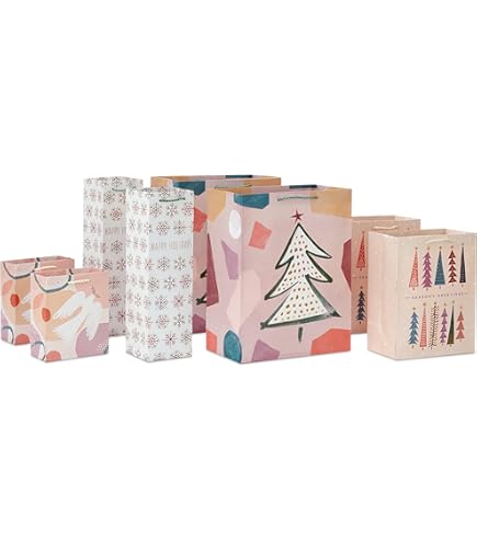 Hallmark Grands Sacs Cadeaux De Vacances De 33 Cm Avec Poignées (3 Sacs Métalliques : Doré Avec Flocons De Neige, Or Rose, Couronne Argentée) Pour Noël, Hanouka, Mariages