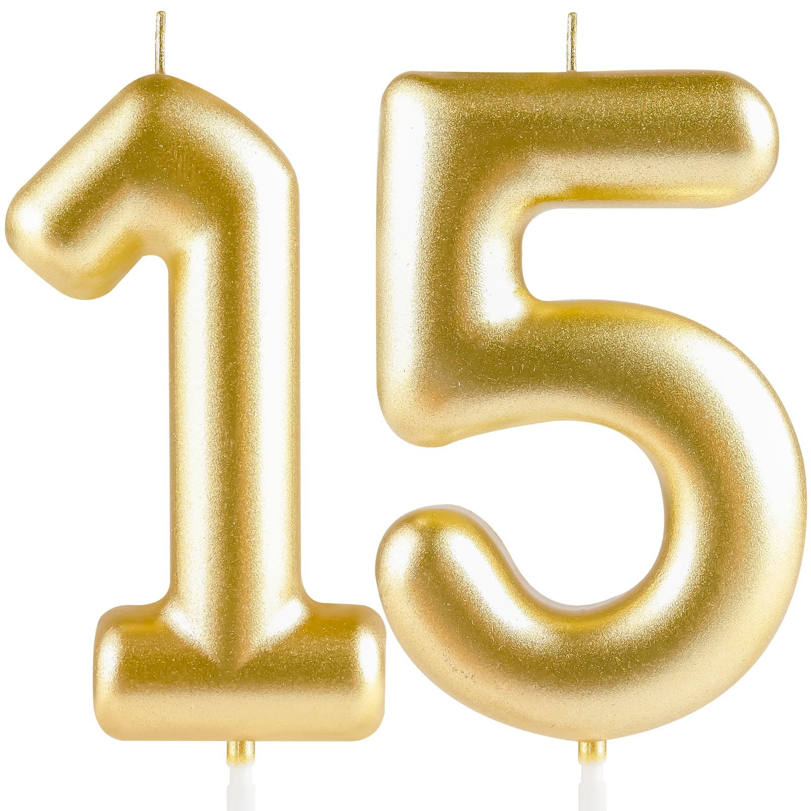 Hongplus Metallic Gold Number 15 Birthday Candle