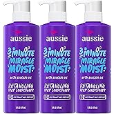 Aussie 3 Minute Miracle Moist Deep Conditioner for Dry Hair, Avocado & Jojoba Oil, Safe for Color Treated Hair, Nourishing Hydration, Silky Shine, Paraben-Free, 16 Fl Oz Each, Triple Pack