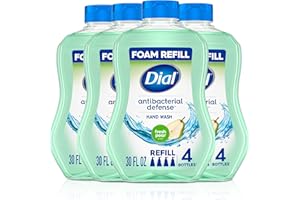 Dial Antibacterial Defense Foaming Hand Soap + Aloe, Fresh Pear Scent, 30 Fl Oz Hand Soap Refill (Pack of 4), Dermatologist-Tested, Gentle on Skin