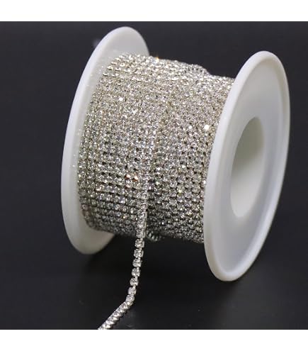 Rhinestone Trim Chain 2 Rolls - 5m Each, Clear & Black/White, For DIY ...