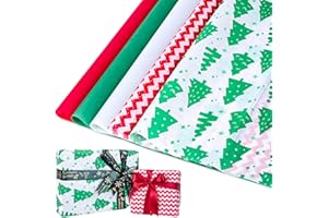 Yokodaza 130 Sheets Christmas Tissue Paper, Holiday Gift Wrapping Paper 19.7 x 13.8 Inch for Xmas Presents Gift Bags DIY Crafts and Party Decorations - 5 Designs