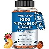 NUELATION Kids Vitamin D Gummies (90 Day Supply) Vitamin D3 for Kids (1000IU) to Support Strucutre, Muscle Functions & Immune System. Delicious & Vegetarian Gummy Vitamin D
