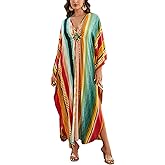 KEYLORTING Women's Plus Size Kaftan Dress – Plus Size Maxi Dress Moo Moos Beach Cover Up,Bathing Suit Cover-Up Loungewear