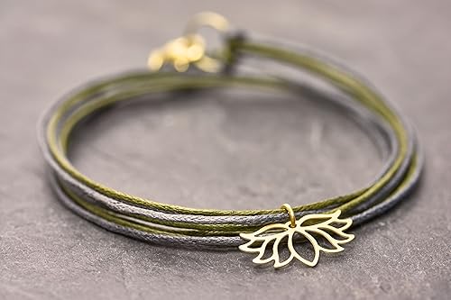 Wickelarmband Lotus Blüte Baumwollband Vegan