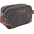 emissary Men's Toiletry Bag, Leather and Canvas Travel Toiletry Bag, Dopp Kit for Men, Travel Bathroom Bag Men's Shaving Kit,