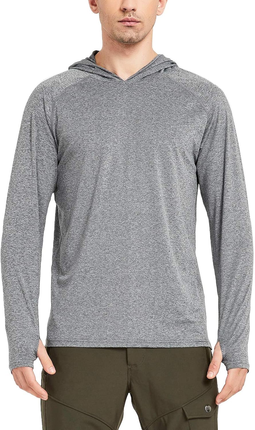 Safort Men's UPF 50+ Sun Protection Hoodie Long Sleeve Half Zip T-Shirt for Running, Fishing, Hiking: Clothing