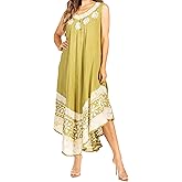 Sakkas Batik Flower Caftan Tank Dress/Cover Up