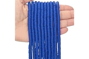 MIIIM 3600 PCS 10 Strands Polymer Clay Beads for Jewelry Making, Vinyl Heishi Beads 6mm for Surfer Bracelets Necklace Making (Royal Blue)