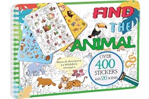 Kalysky Find The Animal Sticker Book, Sticker Book for Kids, Include 20 Theme, Over 400 Animal Stickers for Kids, Toddler Educational Toys