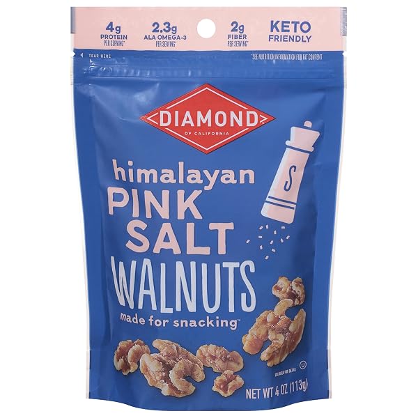 DIAMOND OF CALIFORNIA HIMALAYAN PINK SALT WALNUT SNACK NUTS, 4 OZ.