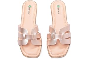 Ataiwee Women's Flat Slide Sandals - Fashionable Braided Elegant Cross Strap Flat Summer Sandals.