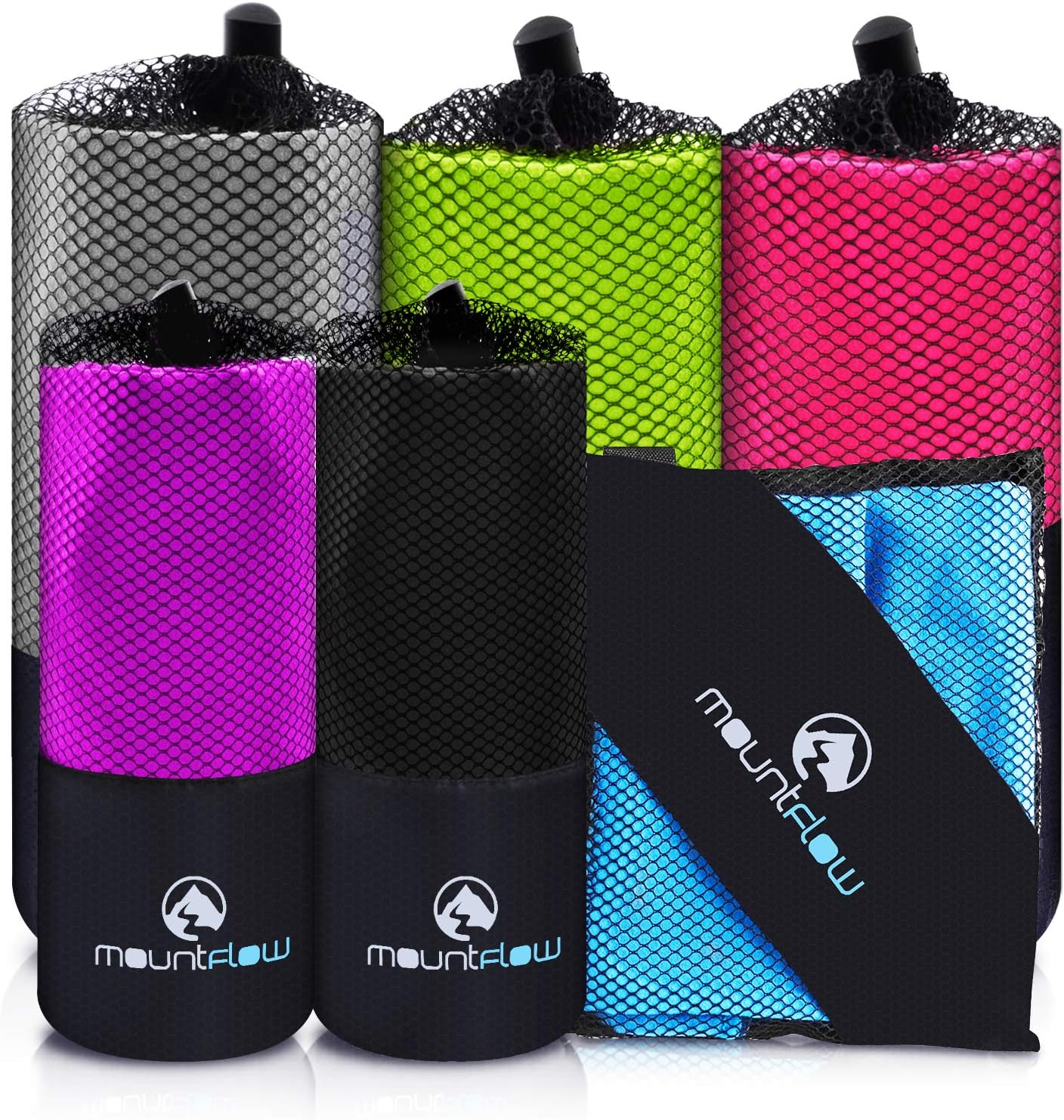 MountFlow Microfiber Travel Towel, Quick Dry Gym Towels for Yoga Outdoor Camping Beach Fitness Sports and Pool, Lightweight and Compact for Body and Hair