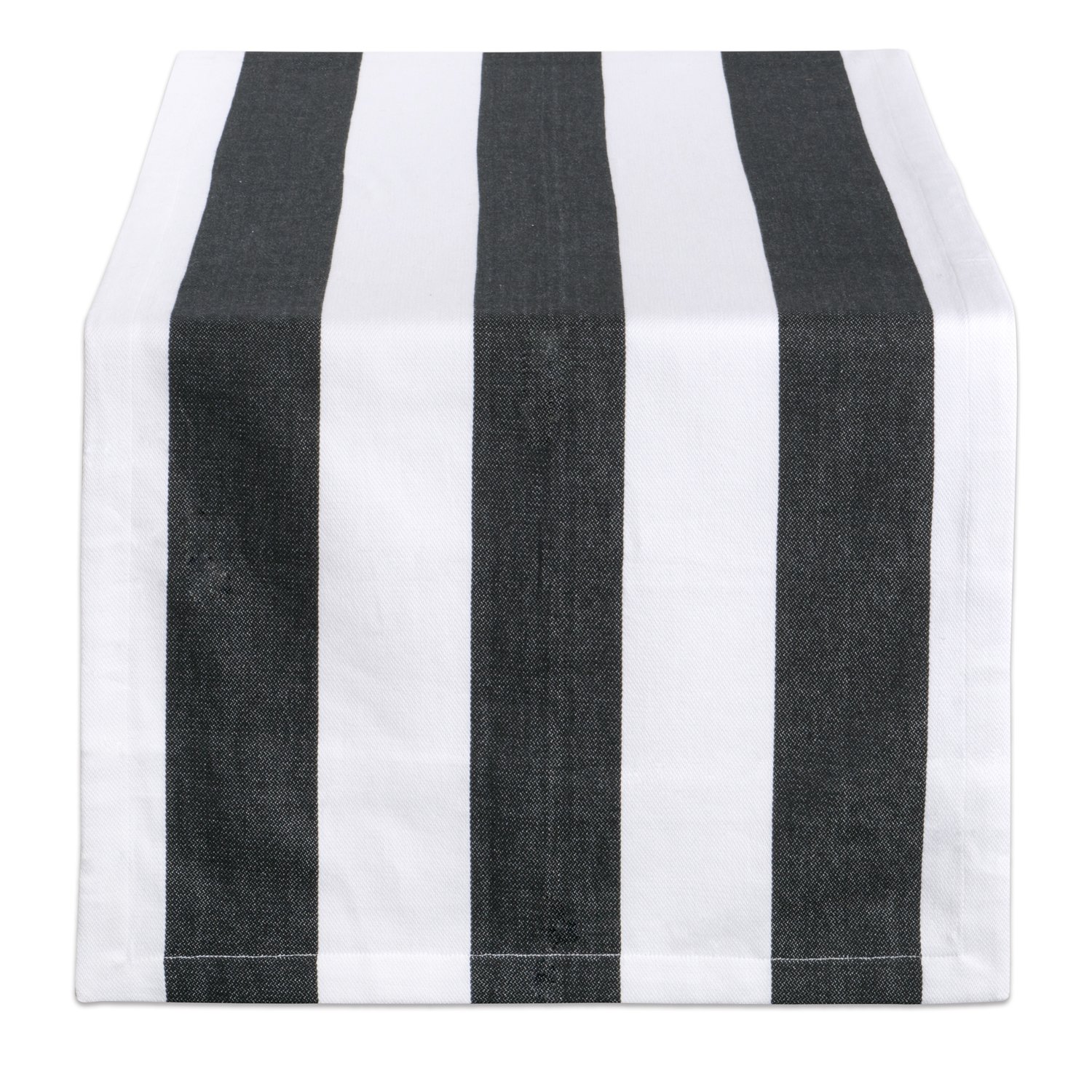 DII Cabana Stripe Dobby Tabletop Collection, 18x108 Table Runner, Black