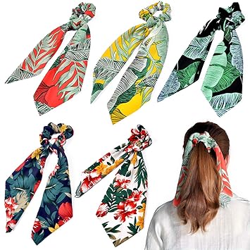 Amazon Com Lady Up 5 Pcs Scrunchie Scarf Hair Tie Ponytail Holder