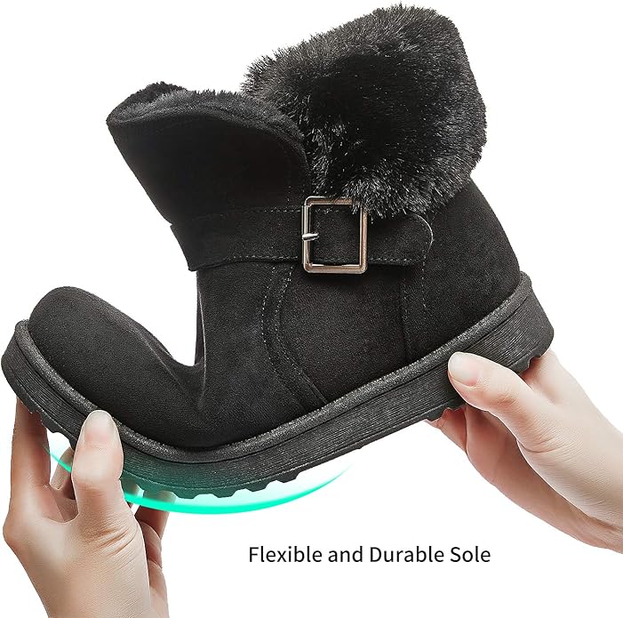 AOMAIS Womens Winter Booties Blacke US6