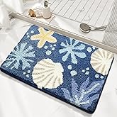 Cute Ocean Bathroom Rug Super Absorbent Bath Mat Machine Washable and Non Slip Fluffy Carpet for Shower, Bedroom and Living Room (23"x16", Sea World)