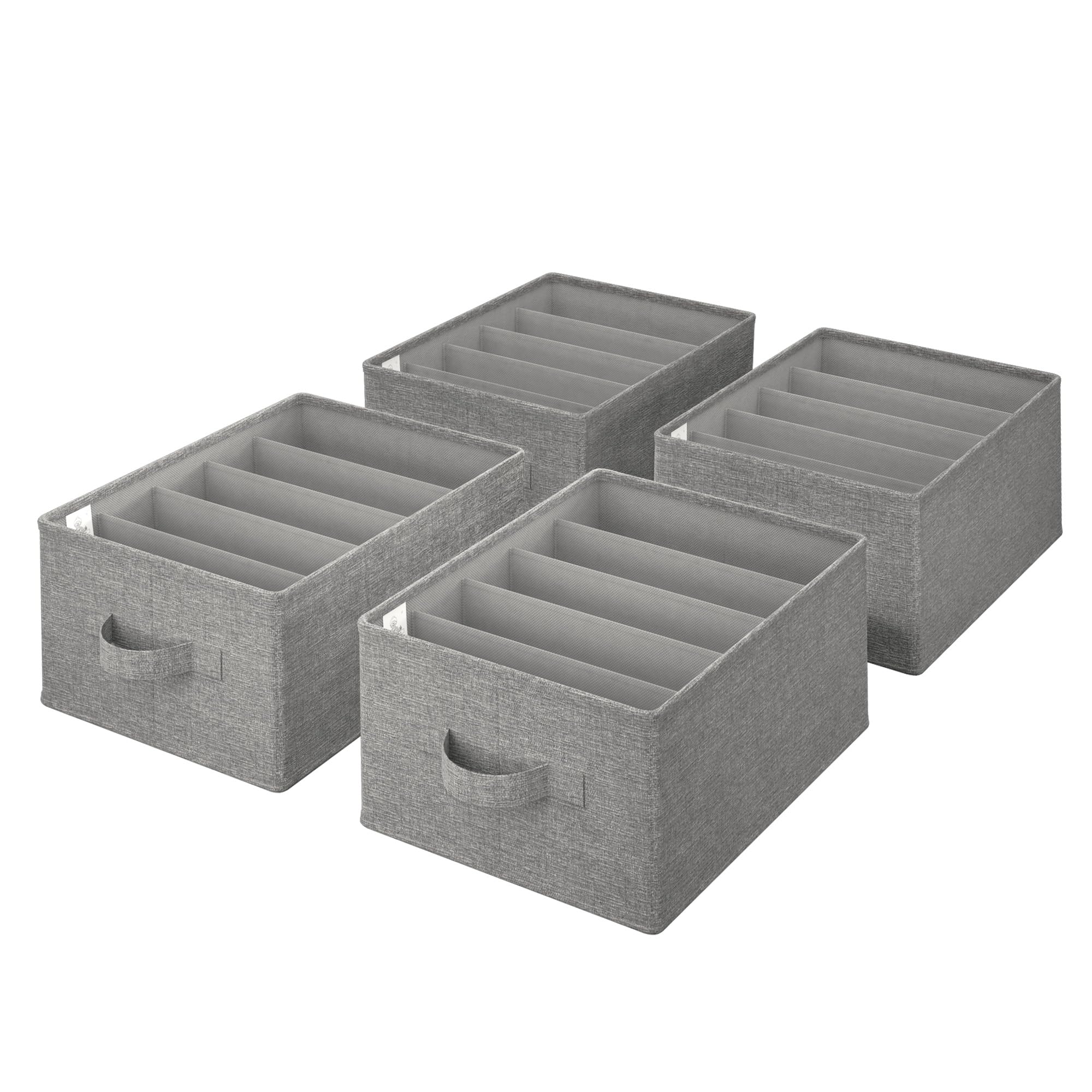 GRANNY SAYS Wardrobe Clothes Organisers, Pack of 4 Tshirt Storage Organiser Clothes Boxes for Drawers, Closet Organisers for Legging Underwear Clothing & Wardrobe, Dark Grey Storage Baskets