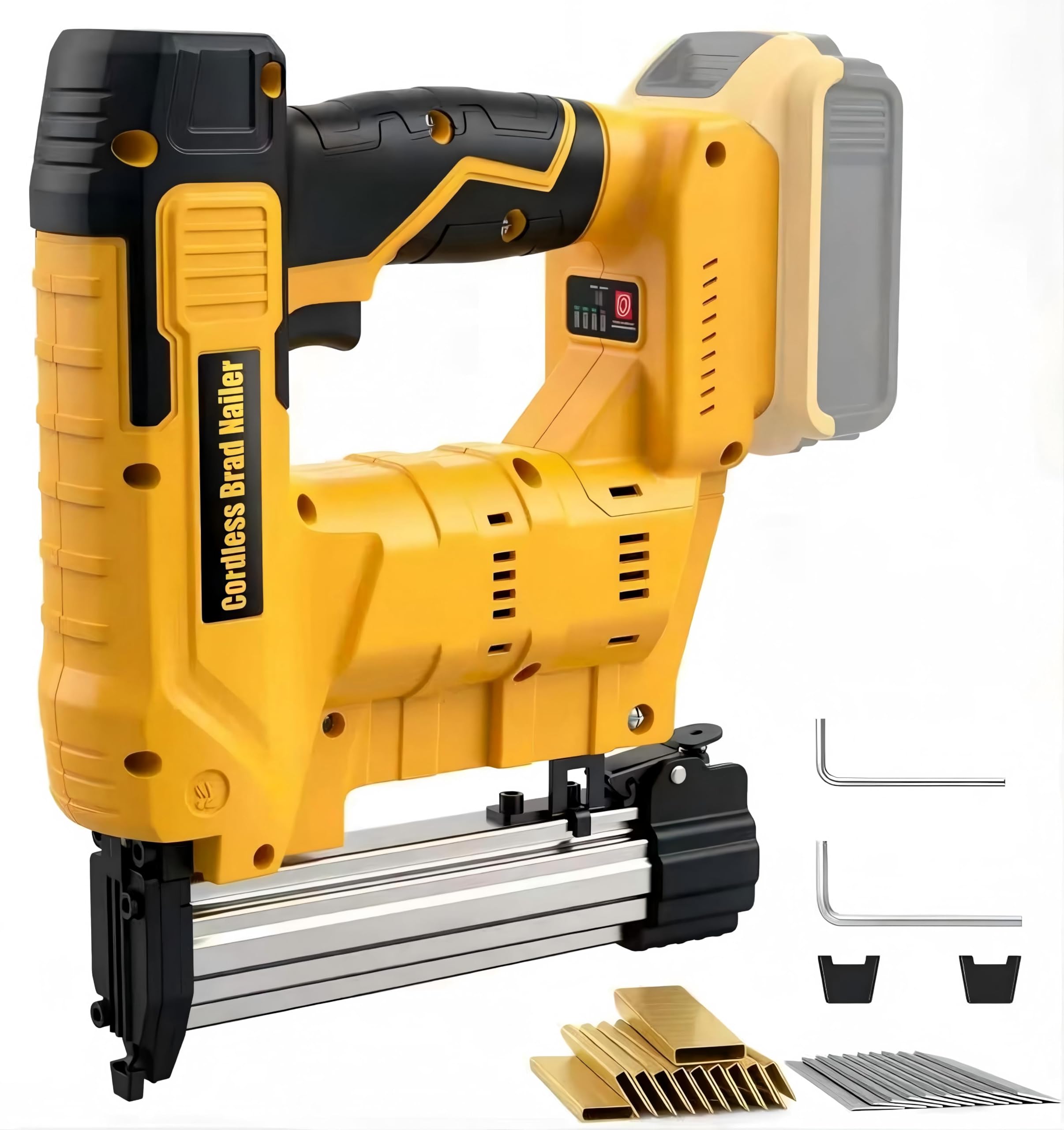 Photo 1 of 2 in 1 Cordless 18GA Brad Nailer/Stapler Compatible with Dewalt 20V Max Battery (No Battery), Electric Nail Gun/Staple Gun Battery Powered with 1000 Nails/Staples for Home Improvement, Wood Carpentry