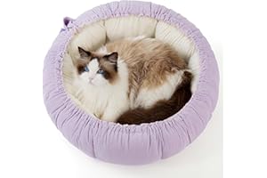 LE SURE Lesure Cat Beds for Indoor Cats - Washable Cute Cat Beds with Versatile Dual-Use Design, Reversible Donut Pet Bed for Puppy and Kitten, 21x21x7 Inches