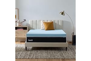 LUCID 4 Inch Gel Memory Foam Mattress Topper-Ventilated Design-Ultra Plush-Queen Blue