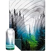 Rumpl Original Puffy Blanket - Warm, Water-Resistant Camping Blanket with 100% Recycled Synthetic Insulation, 52"x75", Original Puffy V2, Olympic Fog